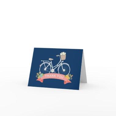 Vitnage Bicycle Floral Navy Blue Coral Thank You