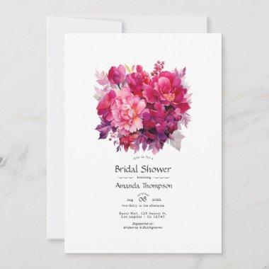 Viva Magenta Floral Bridal Shower Invitations