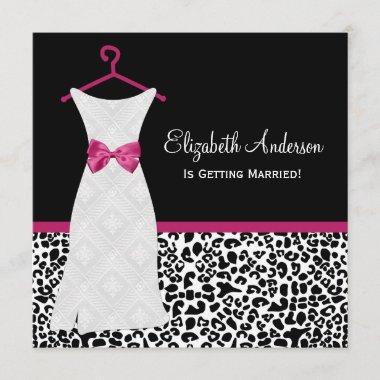 Vivacious Pink Gown Leopard PrintBridal Shower Invitations