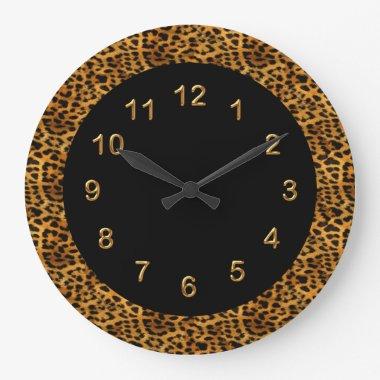 Wall Clock Black Leopard Print Animal