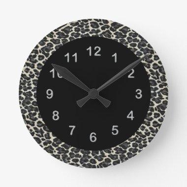 Wall Clock Black Leopard Print Animal