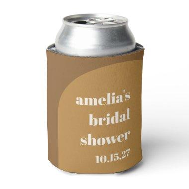 Warm Fall Brown Arch Custom Retro Bridal Shower Can Cooler