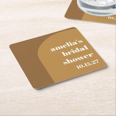 Warm Fall Brown Arch Custom Retro  Square Paper Coaster