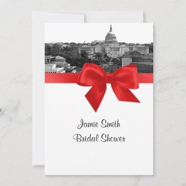 Wash DC Skyline Etched BW Red Bridal Shower Invitations