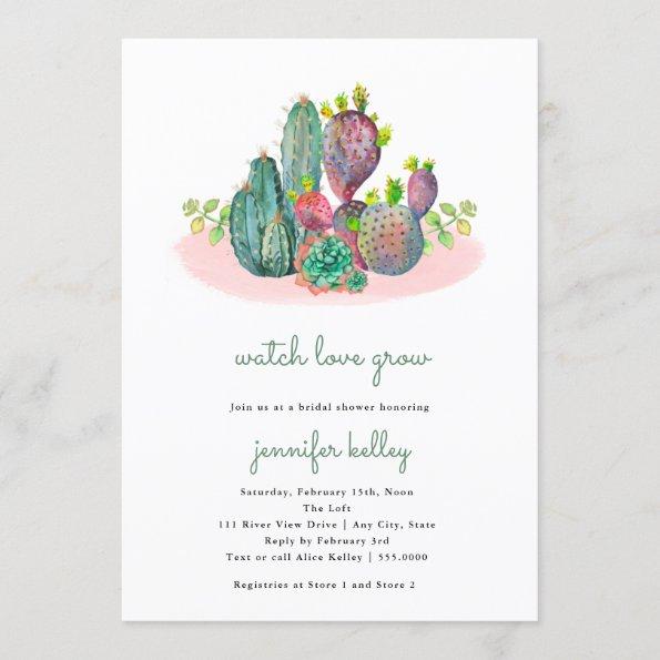 Watch Love Grow, Succulents + Cactus Bridal Shower Invitations