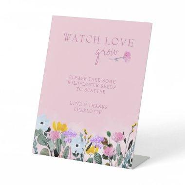 Watch Love Grow Wildflower Seed Favors Pedestal Sign