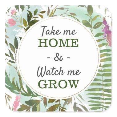 Watch Me Grow Baby Shower Sprinkle Pot Seed Bag Square Sticker