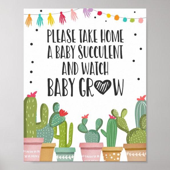 Watch Me Grow Cactus Fiesta Baby Shower Table Sign
