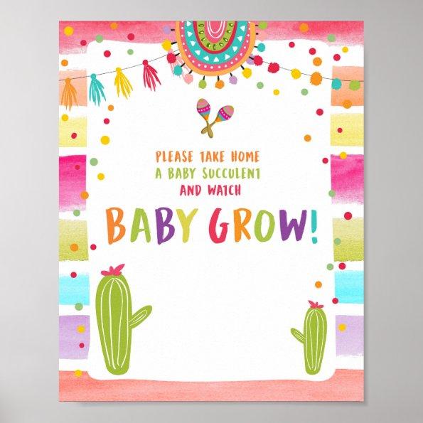Watch Me Grow Cactus Fiesta Baby Shower Table Sign