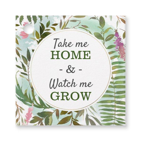 Watch Me Grow Greenery Baby Shower Sprinkle Square Favor Tags