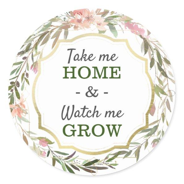 Watch Me Grow Rustic Chic Baby Shower Sprinkle Classic Round Sticker
