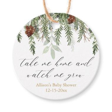 Watch me grow rustic pine baby shower favor tags