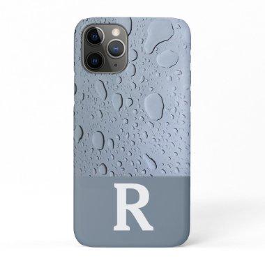 Water Drops Abstract Monogram Initials Grey Custom iPhone 11 Pro Case