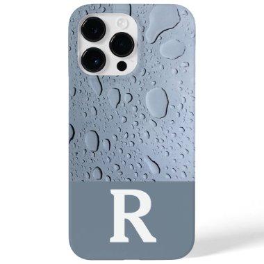 Water Drops Abstract Monogram Initials Grey Custom Case-Mate iPhone 14 Pro Max Case