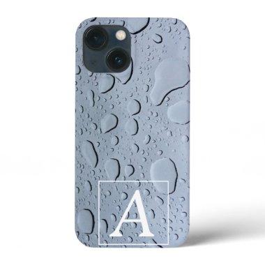 Water Drops Photo Monogram Initials Custom Name iPhone 13 Mini Case