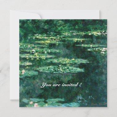 WATER LILIES IN GREEN POND by Claude Monet Invitations