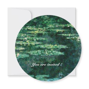 WATER LILIES IN GREEN POND by Claude Monet Invitations