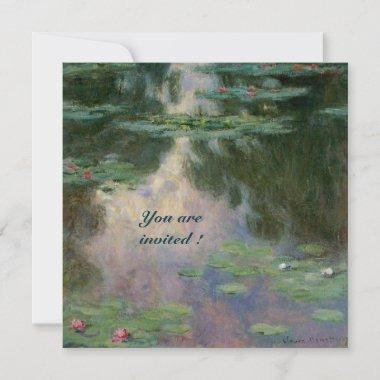 WATER LILIES IN PINK GREEN BLUE REFLECTIONS Invitations