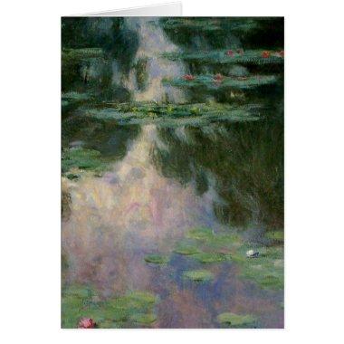 WATER LILIES IN PINK GREEN POND by Claude Monet