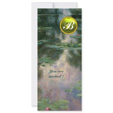 WATER LILIES /YELLOW GEMSTONE MONOGRAM Invitations