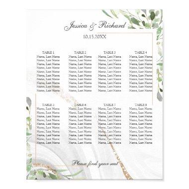 Watercolor 8 Tables Seating Chart Poster Sign