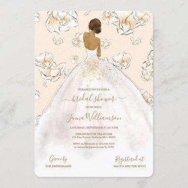 Watercolor African American Bride Bridal Shower Invitations