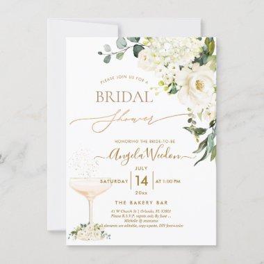 Watercolor Alabaster Roses Bridal Shower Invitations