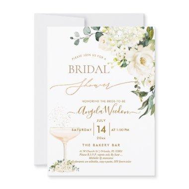 Watercolor Alabaster Roses Bridal Shower Invitations