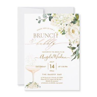 Watercolor Alabaster Roses Brunch Bubbly Invitations