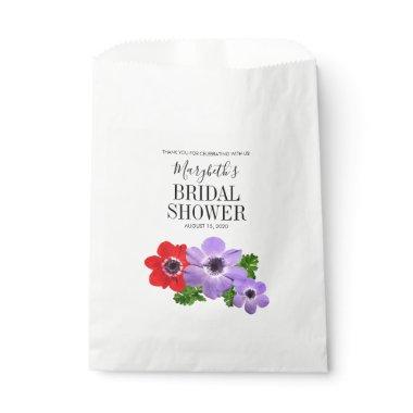 Watercolor Anemone Floral Bridal Shower Favor Bag
