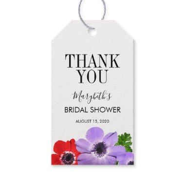 Watercolor Anemone Floral Bridal Shower Favor Tags