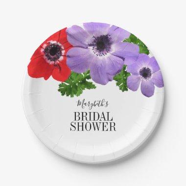 Watercolor Anemone Floral Bridal Shower Plate