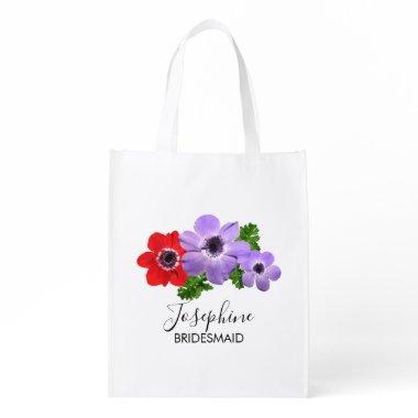 Watercolor Anemone Floral Bridesmaid Tote Bag
