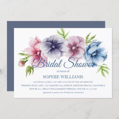 Watercolor Anemone Flower Wedding Bridal Shower Invitations