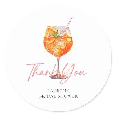 Watercolor Aperol Spritz Bridal Shower Thank You Classic Round Sticker