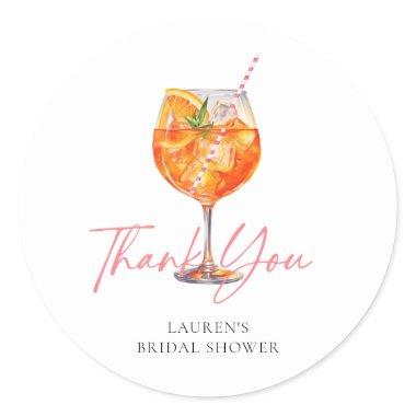 Watercolor Aperol Spritz Bridal Shower Thank You Classic Round Sticker