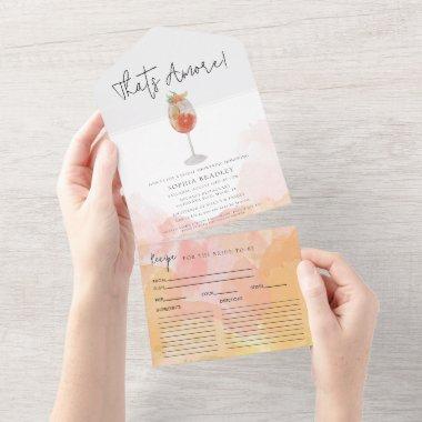 Watercolor Aperol Spritz Thats Amore Bridal Shower All In One Invitations