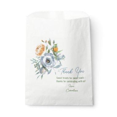 Watercolor Apricot and Pastel Blue Wildflowers Favor Bag