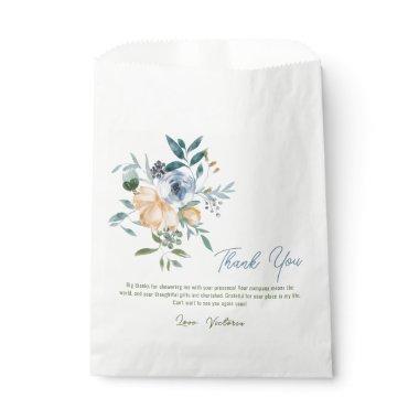 WATERCOLOR APRICOT PASTEL BLUE WILD FLOWERS FAVOR BAG