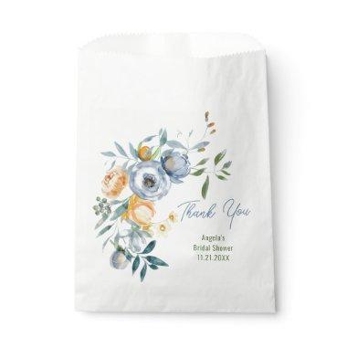 Watercolor Apricot & Pastel Blue Wildflowers Favor Bag