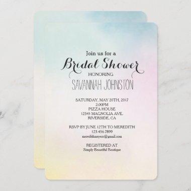 Watercolor Aqua Pink Yellow Tie Dye bridal shower Invitations