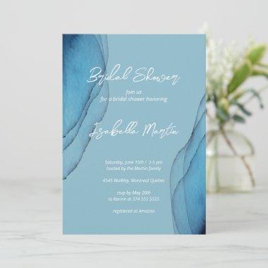 Watercolor aquamarine ocean blue Bridal Shower  Invitations