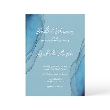 Watercolor aquamarine ocean blue Bridal Shower  Invitations