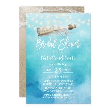Watercolor Beach Love Message Bottle