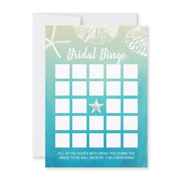 Watercolor Beach Seashells Bridal Bingo Game