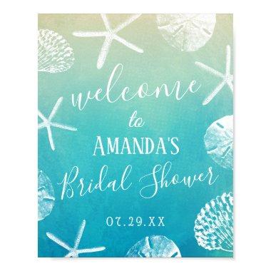 Watercolor Beach Wedding Bridal Shower Welcome Poster