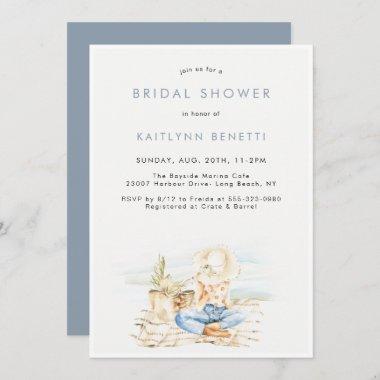 Watercolor Beachside Bridal Shower Invitations