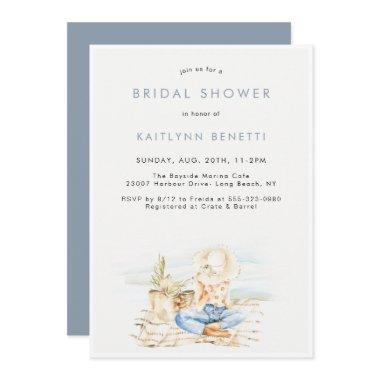 Watercolor Beachside Bridal Shower Invitations