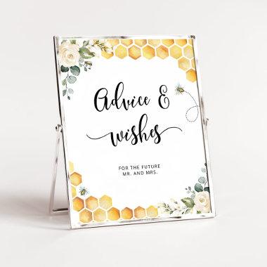 Watercolor bee advice and wishes for Newlyweds Poster
