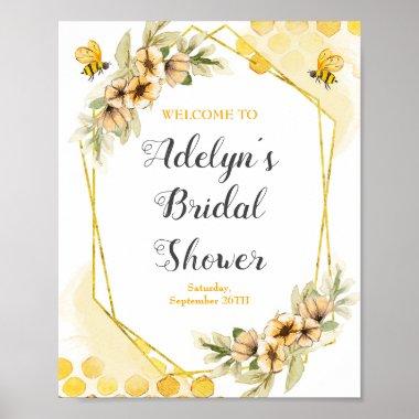 Watercolor Bee Bridal Shower Welcome Sign Poster